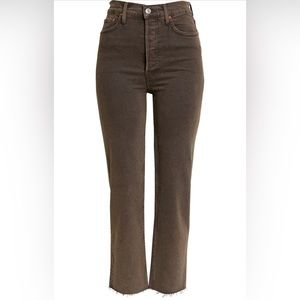 RE/DONE Originals 70s Ultra High Rise Stove Pipe Leg in Washed Chocolate